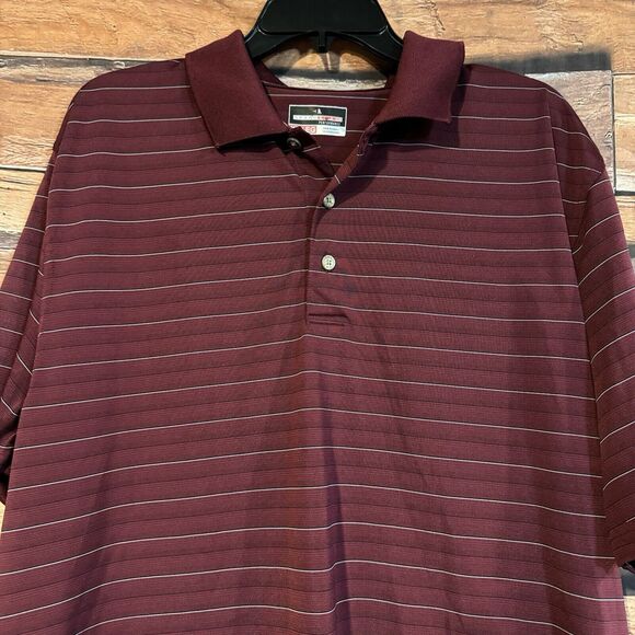 Grand Slam Men's XL Red Performance Golf Polo Shirt Striped Short Sleeve - Picture 2 of 6